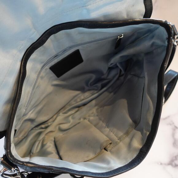 Coach Leather Shoulder Bag Satchel Womens Black Silver Hardware Turnlock 18277 - Picture 6 of 13